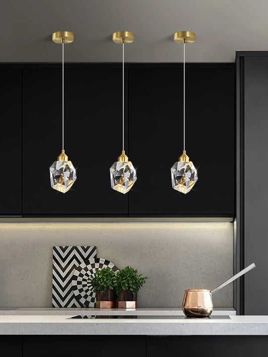 Modern K9 Clear Crystal Shaped Bedroom Dining Room Headboard Long Line Small Chandelier Atmosphere Brilliant Decorative Lamps