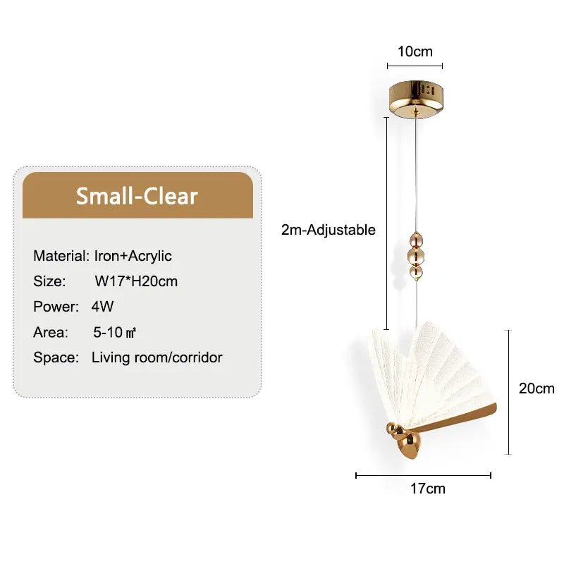 Butterfly Indoor LED Pendant Lamps for Kitchen Dinning Room Hardwired Adjustable Suspended Hanging Lights LED Chandelier Lamps