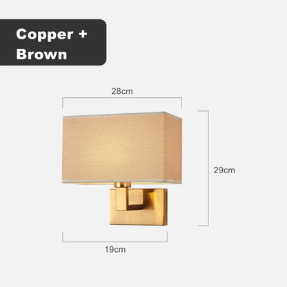 American Style Fabric Wall Lamp E27 LED Modern Simple Square Bedroom Bedside Light Hotel Room Aisle Decor Wall Scones Fixtures