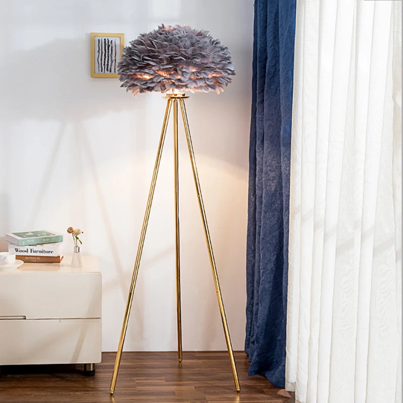 Feather Floor Lamp Living Room Sofa Simple Light Luxury Lamp Nordic Creative Ins Girl Net Red Warm Romantic Bedroom Lamp