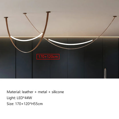 Wabi sabi chandelier Minimalist nordic leather lamp designer long chandelier Living kitchen Island  Loft staircase chandelier