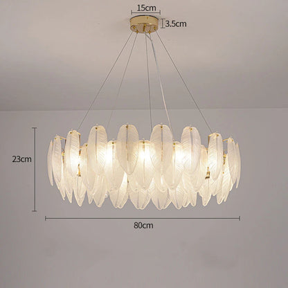 Modern feather chandelier Luxury Glass lampshade E14 linear ceiling light for Living Room Bedroom Home Decor foyer lighting