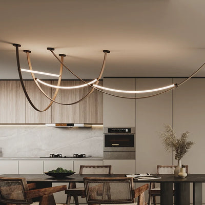 Wabi sabi chandelier Minimalist nordic leather lamp designer long chandelier Living kitchen Island  Loft staircase chandelier