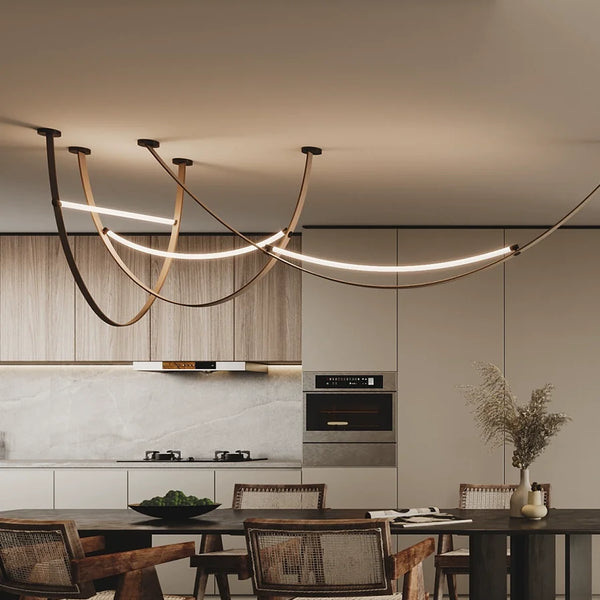 Wabi sabi chandelier Minimalist nordic leather lamp designer long chandelier Living kitchen Island  Loft staircase chandelier