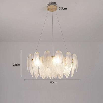 Modern feather chandelier Luxury Glass lampshade E14 linear ceiling light for Living Room Bedroom Home Decor foyer lighting