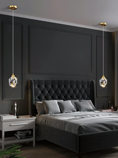 Modern K9 Clear Crystal Shaped Bedroom Dining Room Headboard Long Line Small Chandelier Atmosphere Brilliant Decorative Lamps