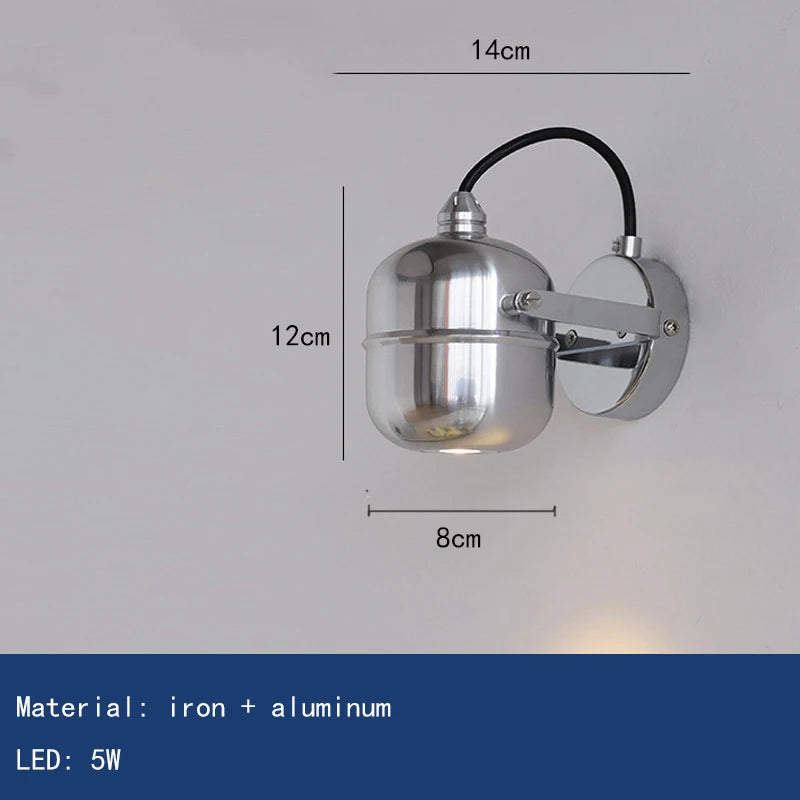 Nordic Chrome Metal Wall Lamp Creative Adjustable Reading Wall Lights Led Decorative Home Bedroom Restaurant Lighting Fixtures