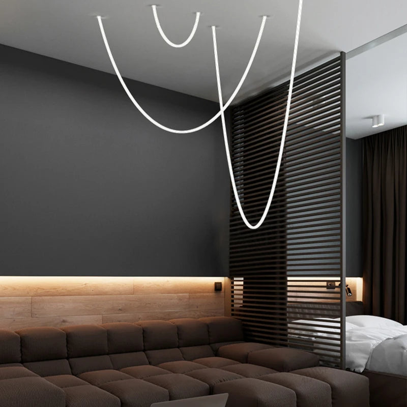 Tracer Loop Chandelier Nordic Minimalist long lamp Hose Art Lamps for Kitchen Hotel Lobby Villa Loft design interieur Light