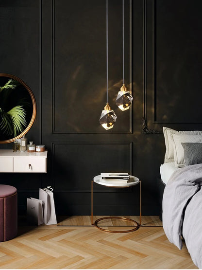 Modern K9 Clear Crystal Shaped Bedroom Dining Room Headboard Long Line Small Chandelier Atmosphere Brilliant Decorative Lamps