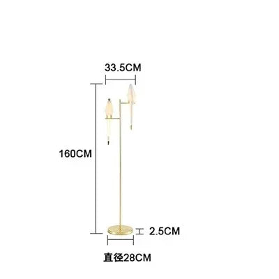 Led Bird Paper Floor Lamp Home Deco Modern Gold Standing Lamp Bedroom Living Room Origami Floor Light Study Reading Beside Lamp