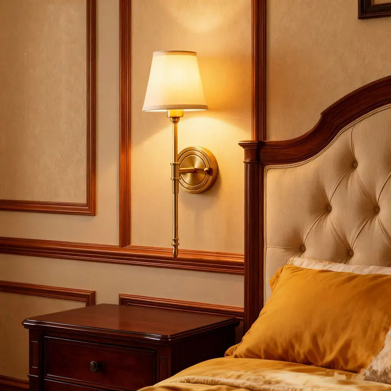 All Copper Bedroom Bedside Lamp European Wall Lamp Minimalist Engineering Hotel Living Room Corridor Study Lighting Fixture