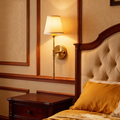 All Copper Bedroom Bedside Lamp European Wall Lamp Minimalist Engineering Hotel Living Room Corridor Study Lighting Fixture