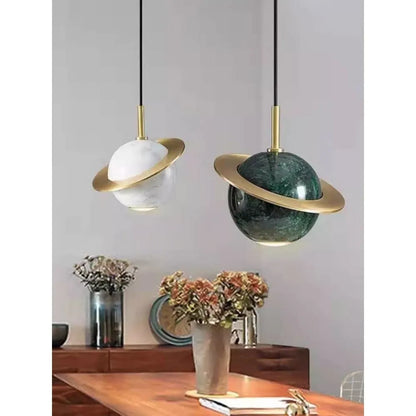 Nordic Designer LED Pendant Light Marble Lanet Modeling Hanging Lamps Children’s Room Bedside Homestay Home Decor Art Chandelier