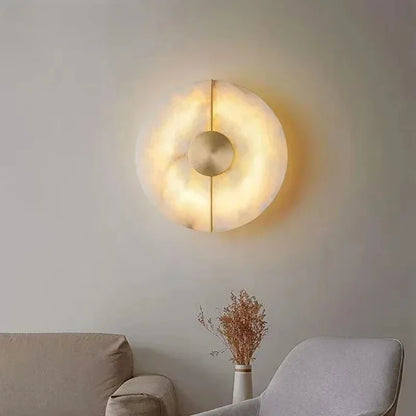Nordic Modern Marble Stone Wall Lamp Alabaster Living Room Gold Copper Home Indoor Decoration LED Sconce Bedroom Bedside