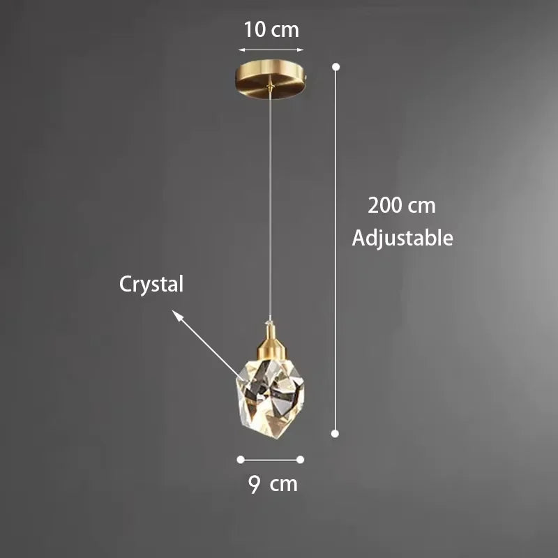 Modern K9 Clear Crystal Shaped Bedroom Dining Room Headboard Long Line Small Chandelier Atmosphere Brilliant Decorative Lamps
