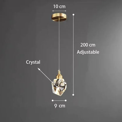 Modern K9 Clear Crystal Shaped Bedroom Dining Room Headboard Long Line Small Chandelier Atmosphere Brilliant Decorative Lamps