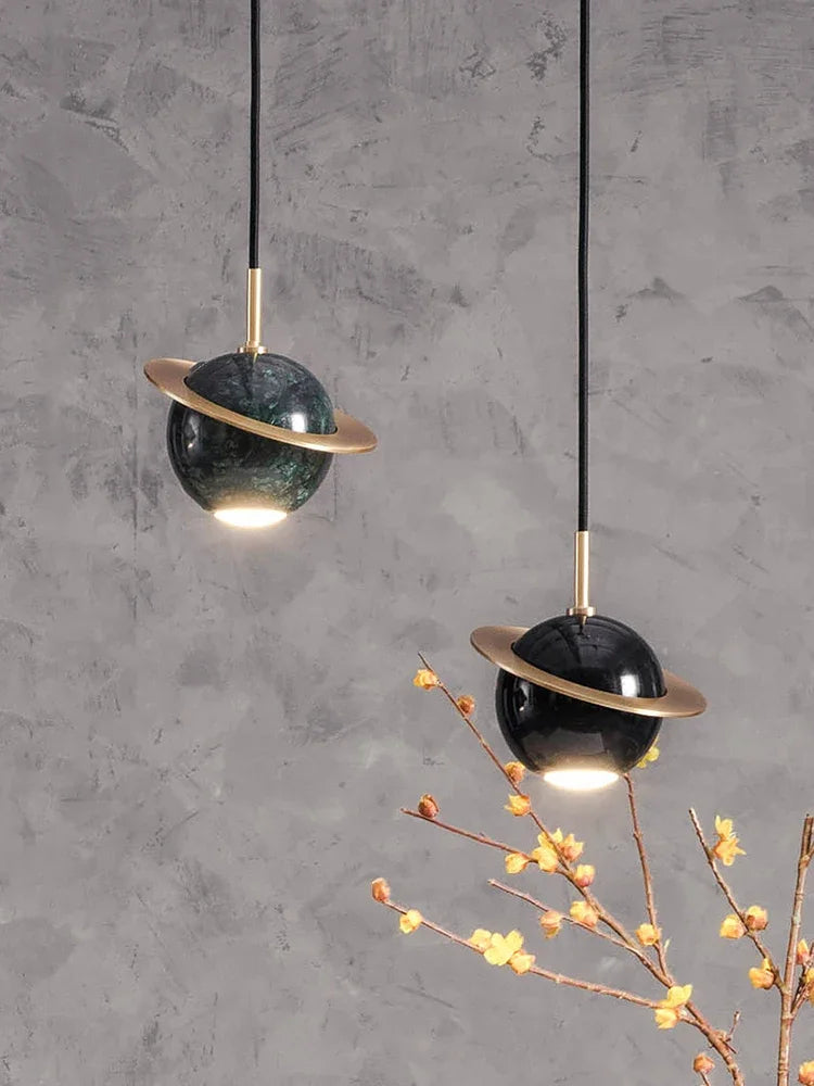 Nordic Designer LED Pendant Light Marble Lanet Modeling Hanging Lamps Children’s Room Bedside Homestay Home Decor Art Chandelier