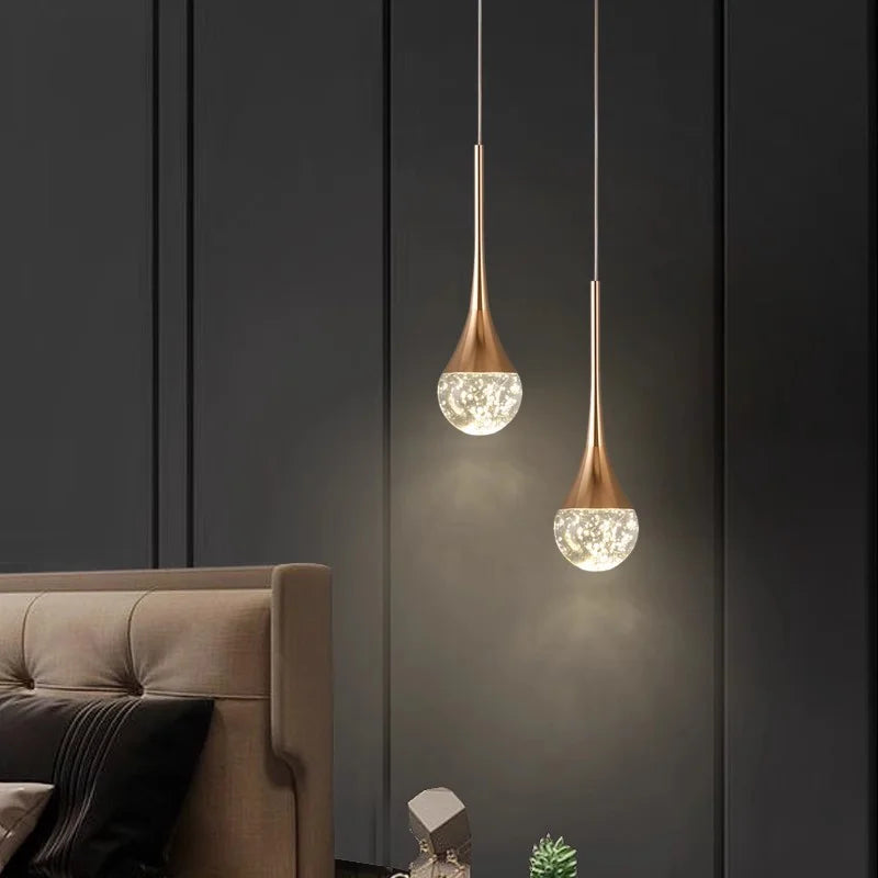 LED Pendant Lights Chandelier Water Drop Bubble Crystal Ceiling Light Hanging Lamp for Bedroom Dining Room Room Decoration