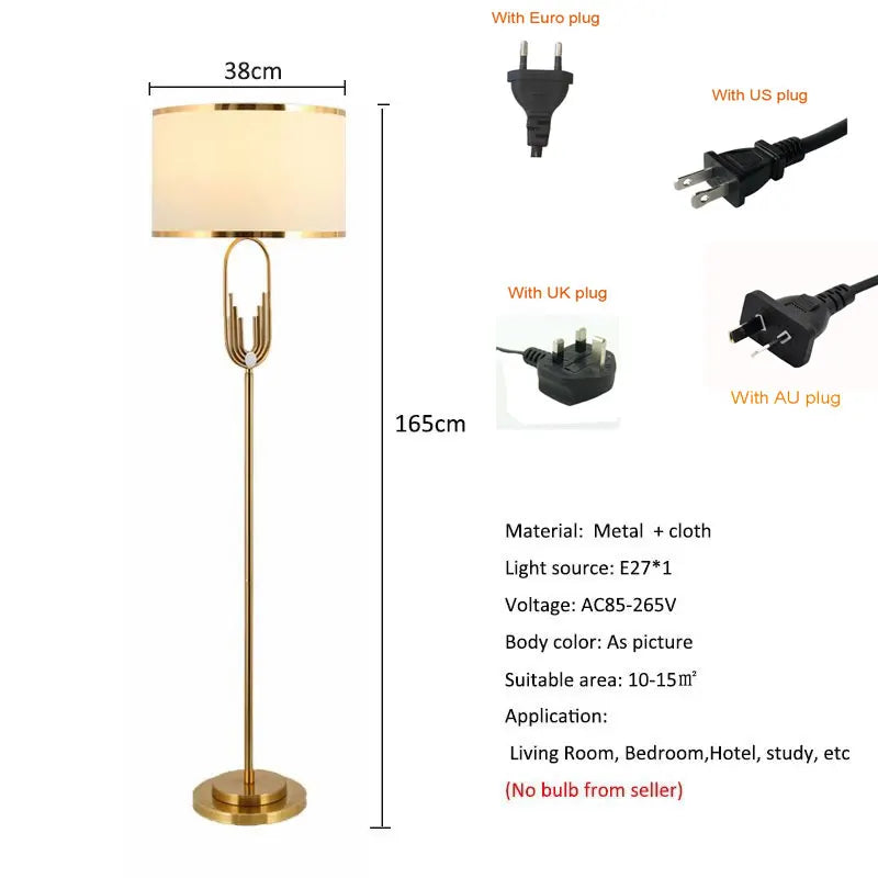Nordic Metal Light Luxury Floor Lamp Post-Modern Creative Living Room Study Floor Lamp Bedside Lamp Model Room Decorative Lamp
