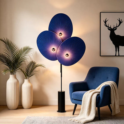 Nordic Style Three-Petal Red Fabric Floor Lamp LED Standing Light for Living Room Bedroom Artistic Decor 2026 New Design