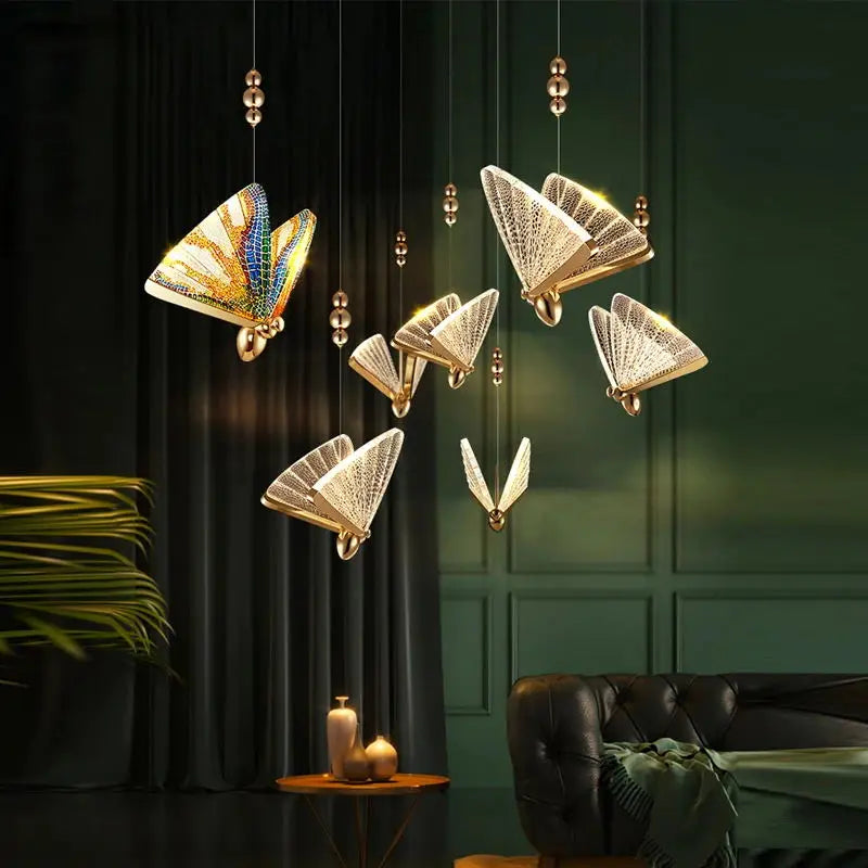 Interior LED Chandelier Lamps Suspended Hanging Lighting Fixtures for Foyer Dinning Room AC85-265V Nordic LED Pendant Lighting