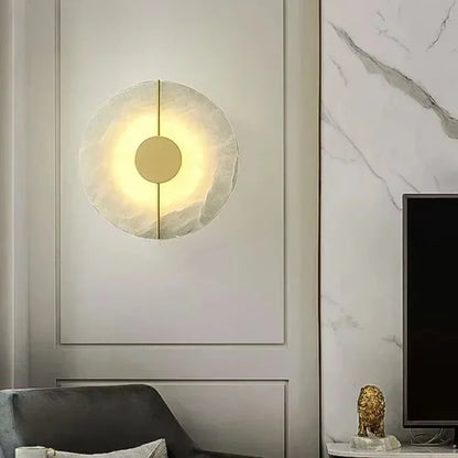 Nordic Modern Marble Stone Wall Lamp Alabaster Living Room Gold Copper Home Indoor Decoration LED Sconce Bedroom Bedside