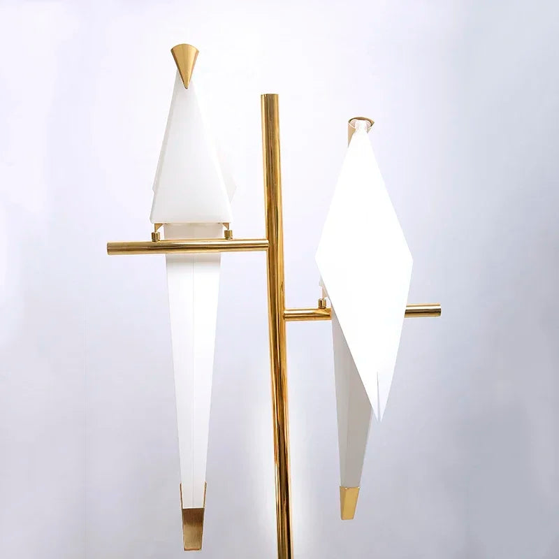 Led Bird Paper Floor Lamp Home Deco Modern Gold Standing Lamp Bedroom Living Room Origami Floor Light Study Reading Beside Lamp