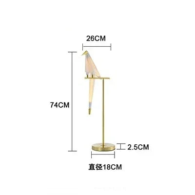 Led Bird Paper Floor Lamp Home Deco Modern Gold Standing Lamp Bedroom Living Room Origami Floor Light Study Reading Beside Lamp