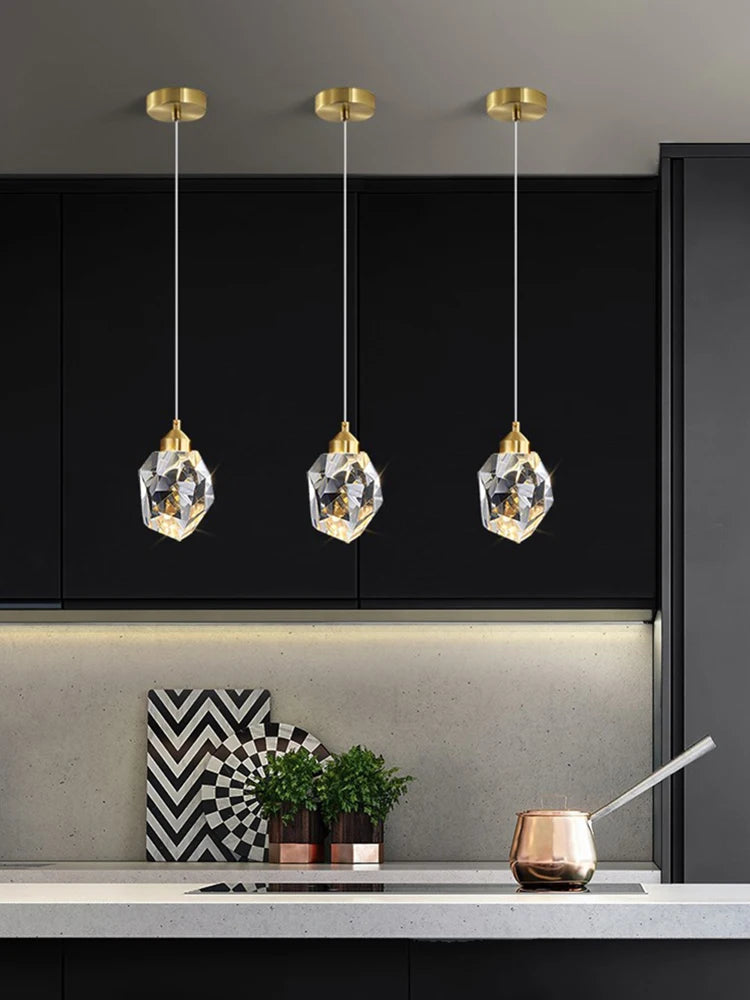 Modern K9 Clear Crystal Shaped Bedroom Dining Room Headboard Long Line Small Chandelier Atmosphere Brilliant Decorative Lamps