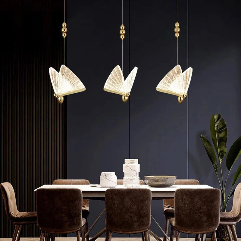 Butterfly Indoor LED Pendant Lamps for Kitchen Dinning Room Hardwired Adjustable Suspended Hanging Lights LED Chandelier Lamps