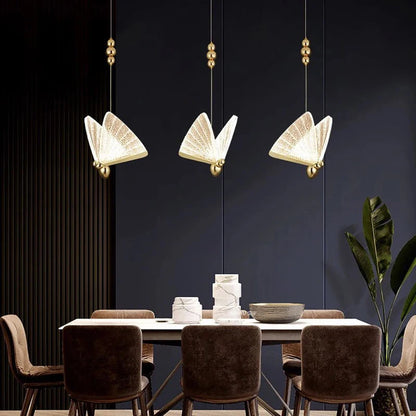 Butterfly Indoor LED Pendant Lamps for Kitchen Dinning Room Hardwired Adjustable Suspended Hanging Lights LED Chandelier Lamps