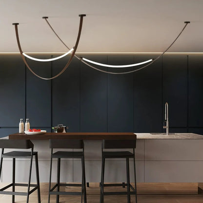 Wabi sabi chandelier Minimalist nordic leather lamp designer long chandelier Living kitchen Island  Loft staircase chandelier