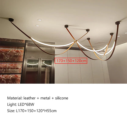 Wabi sabi chandelier Minimalist nordic leather lamp designer long chandelier Living kitchen Island  Loft staircase chandelier