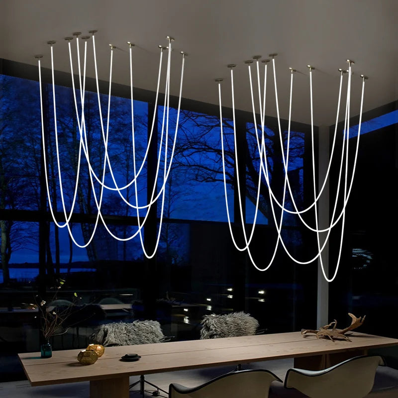 Tracer Loop Chandelier Nordic Minimalist long lamp Hose Art Lamps for Kitchen Hotel Lobby Villa Loft design interieur Light