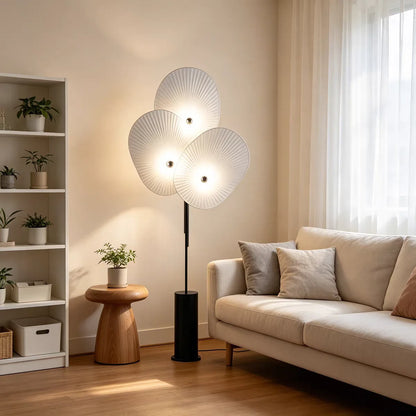 Nordic Style Three-Petal Red Fabric Floor Lamp LED Standing Light for Living Room Bedroom Artistic Decor 2026 New Design