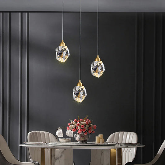 Modern K9 Clear Crystal Shaped Bedroom Dining Room Headboard Long Line Small Chandelier Atmosphere Brilliant Decorative Lamps
