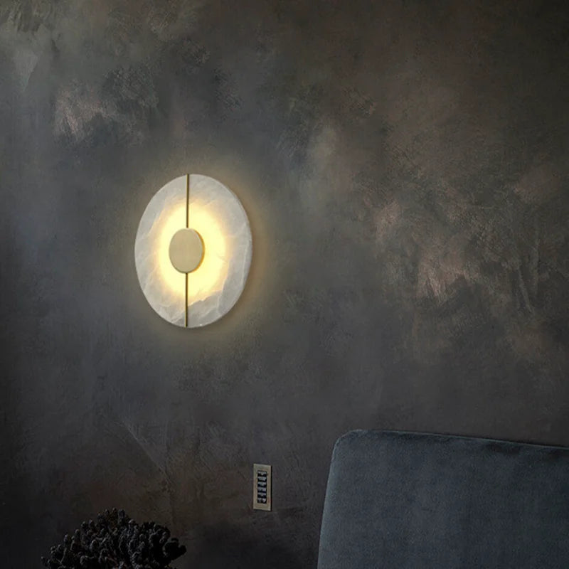 Modern Luxury Creative Marble Wall Light - Alabaster Marble Wall Sconce for Bedroom Bedside Living Room Aisle Indoor Decor