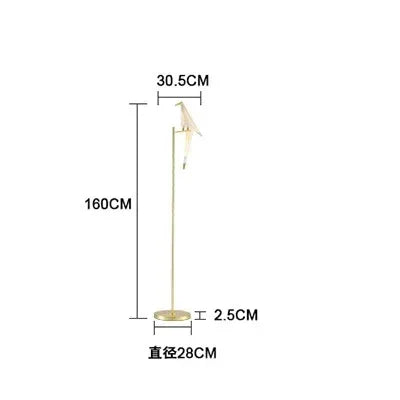 Led Bird Paper Floor Lamp Home Deco Modern Gold Standing Lamp Bedroom Living Room Origami Floor Light Study Reading Beside Lamp