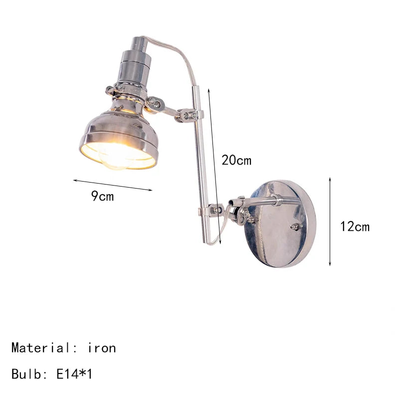 American silver wall Lamp Style E14 Bulb swing arm wall light Bedroom Foyer Dining Room Bedroom Reading Lighting Fixtures