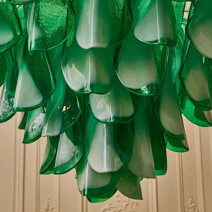 2025 Hot Sale French Murano Petal Foreign Trade Glass Vintage Living Room Bedroom Chandelier Villa Designer Art Lamp Restaurant