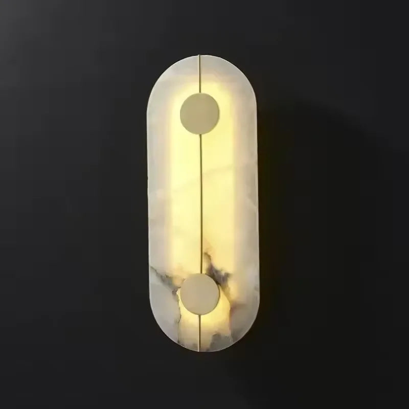 Nordic Modern Marble Stone Wall Lamp Alabaster Living Room Gold Copper Home Indoor Decoration LED Sconce Bedroom Bedside