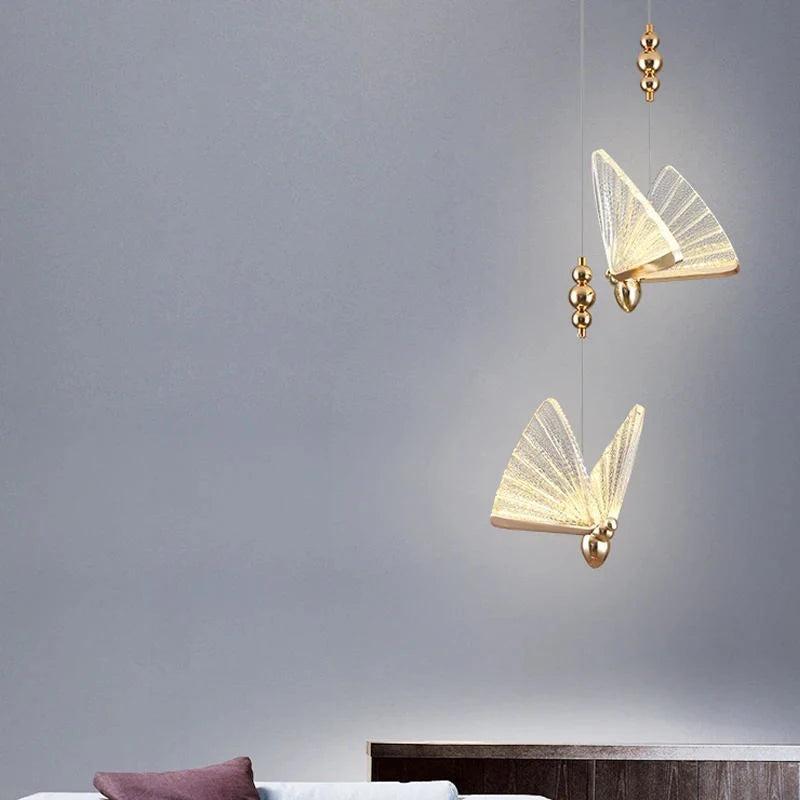 Butterfly Indoor LED Pendant Lamps for Kitchen Dinning Room Hardwired Adjustable Suspended Hanging Lights LED Chandelier Lamps