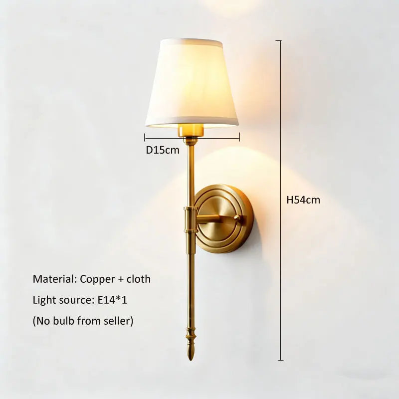 All Copper Bedroom Bedside Lamp European Wall Lamp Minimalist Engineering Hotel Living Room Corridor Study Lighting Fixture