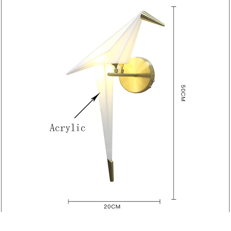 Nordic Aisle Bird Lamp Beside Wall Lamp Led Home Deco Wall+lamps Paper Crane Wall Light Fixture Loft Living Room Design Sconces