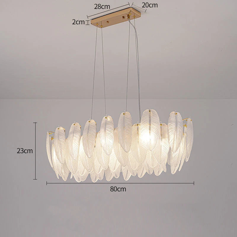 Modern feather chandelier Luxury Glass lampshade E14 linear ceiling light for Living Room Bedroom Home Decor foyer lighting