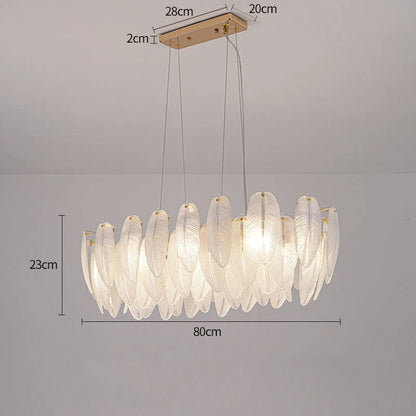 Modern feather chandelier Luxury Glass lampshade E14 linear ceiling light for Living Room Bedroom Home Decor foyer lighting