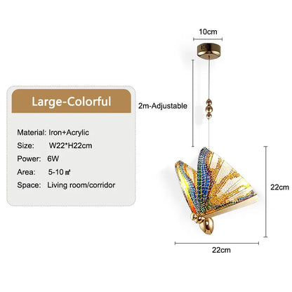 Butterfly Indoor LED Pendant Lamps for Kitchen Dinning Room Hardwired Adjustable Suspended Hanging Lights LED Chandelier Lamps