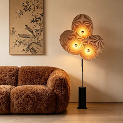 Nordic Style Three-Petal Red Fabric Floor Lamp LED Standing Light for Living Room Bedroom Artistic Decor 2026 New Design