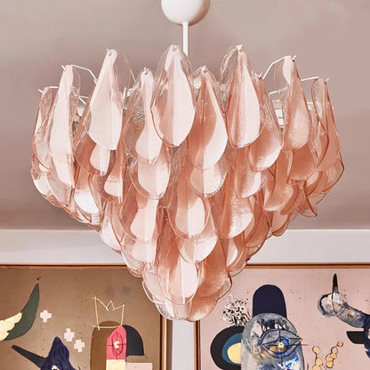 2025 Hot Sale French Murano Petal Foreign Trade Glass Vintage Living Room Bedroom Chandelier Villa Designer Art Lamp Restaurant