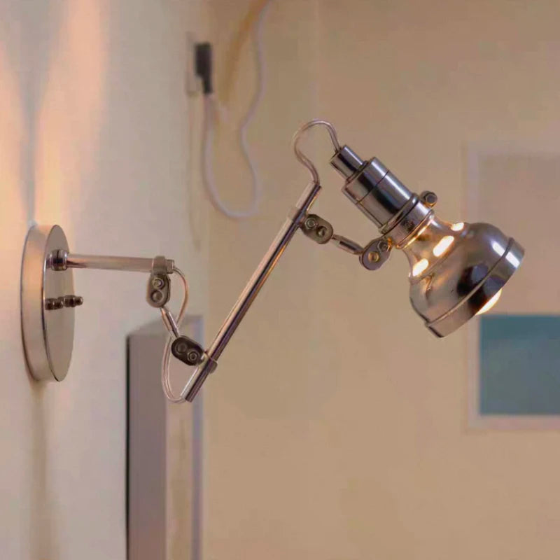 American silver wall Lamp Style E14 Bulb swing arm wall light Bedroom Foyer Dining Room Bedroom Reading Lighting Fixtures